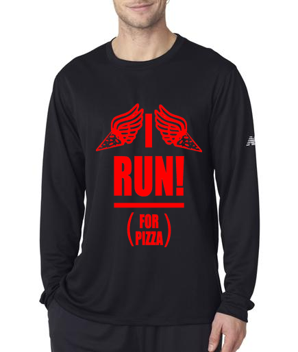 Running - I Run For Pizza - NB Mens Black Long Sleeve Shirt